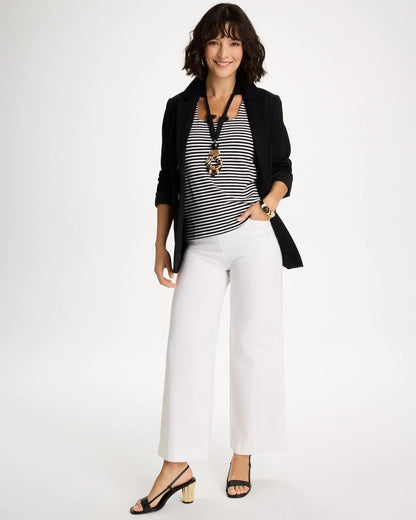 Chico's Trusted - Striped Contour Cotton™ Square Neck Tank Black