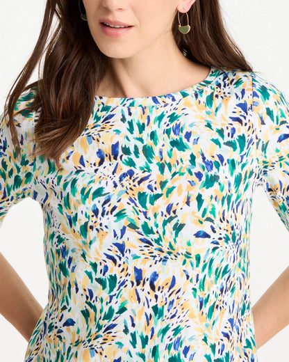 Chico's Value - Leafy Swamp Pima Elbow Sleeve Tee Topanga Green