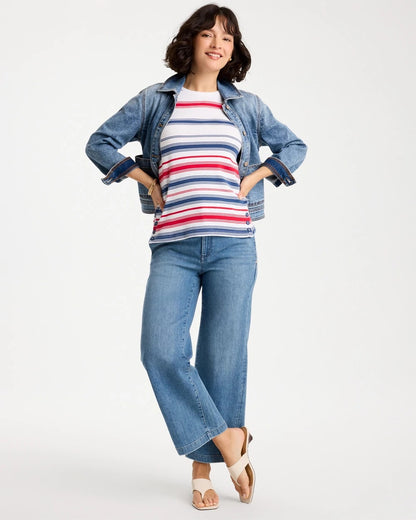 Chico's New - Cotton Button Trim Tank Passport Blue
