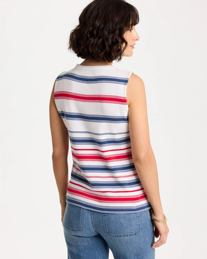 Chico's New - Cotton Button Trim Tank Passport Blue
