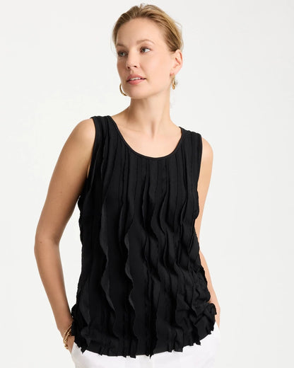 Chico's Essential - 3-D Ruffled Tank Black