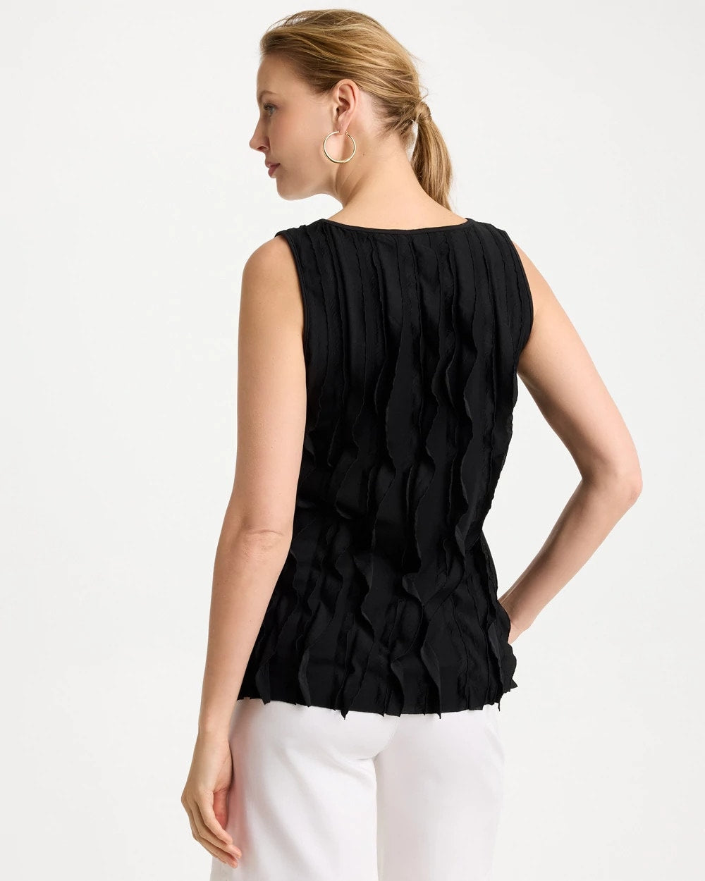 Chico's Essential - 3-D Ruffled Tank Black