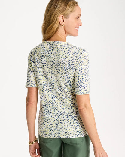 Chico's Latest - Printed Cotton Slub Elbow-Sleeve Tee Sage Lime