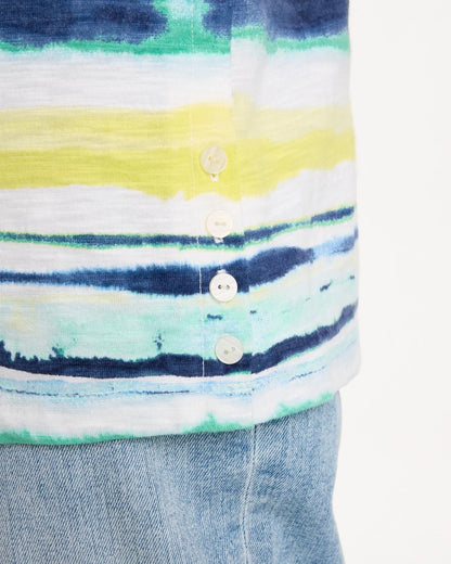 Chico's Exclusive - Striped Cotton Slub Elbow-Sleeve Tee Sage Lime