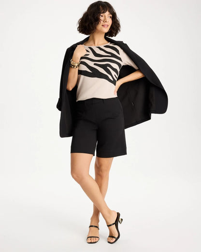 Chico's New - Zebra Pima Elbow Sleeve Tee Smokey Taupe