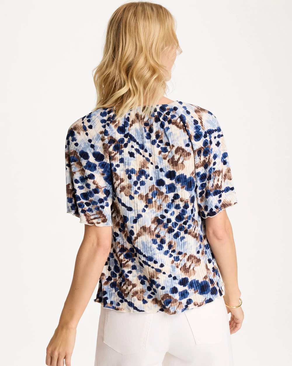Chico's Exclusive - Printed Bodre Tee Passport Blue