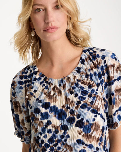 Chico's Exclusive - Printed Bodre Tee Passport Blue