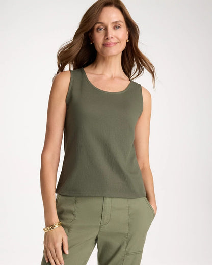 Chico's Special Offer - Knit Gauze Tank Kelp Forest