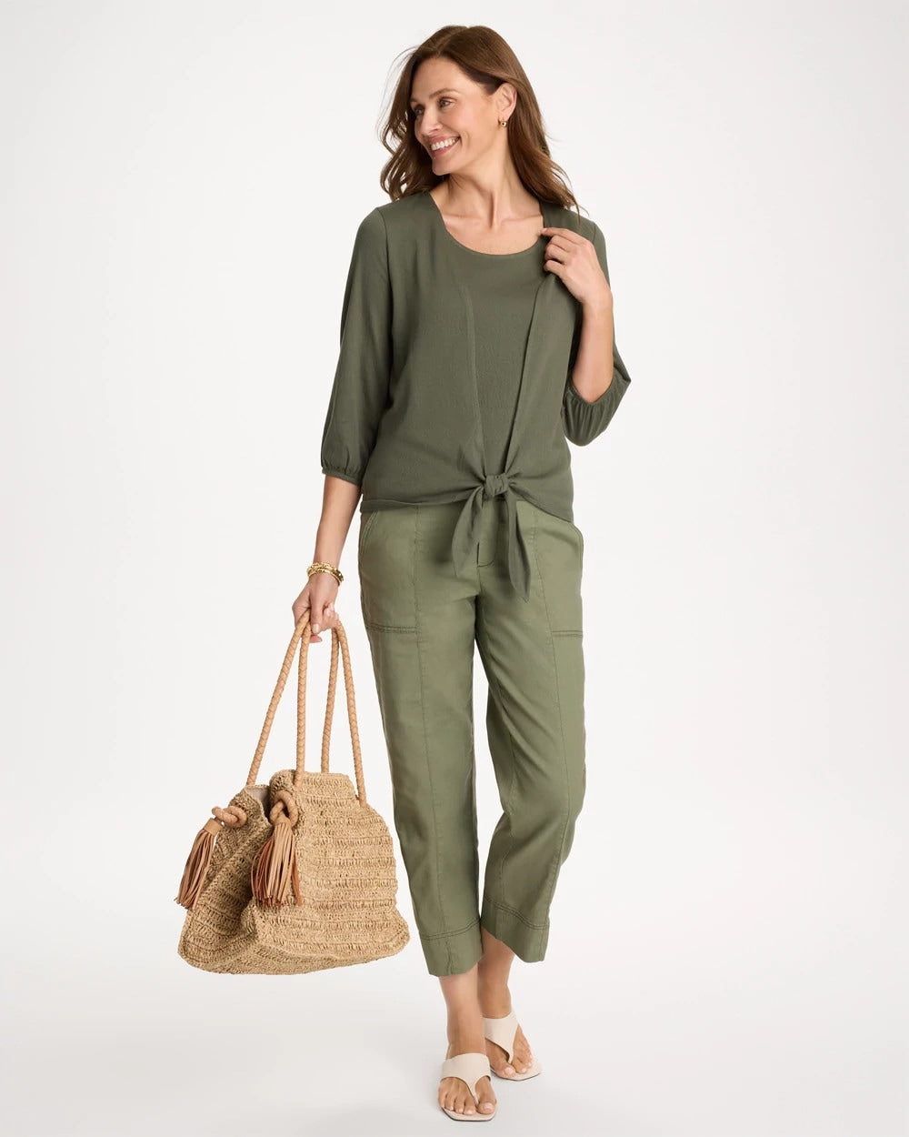 Chico's Special Offer - Knit Gauze Tank Kelp Forest