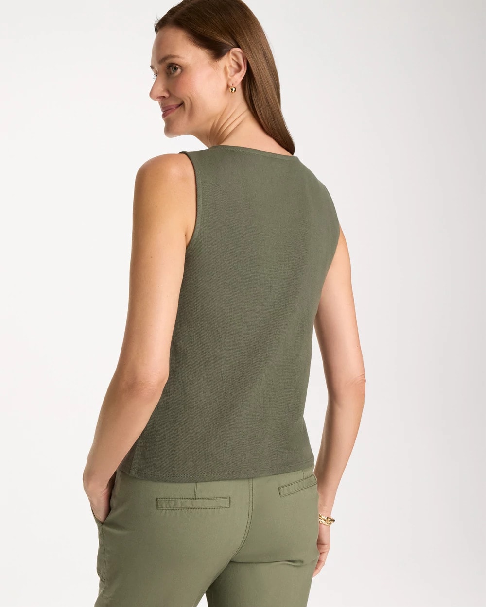 Chico's Special Offer - Knit Gauze Tank Kelp Forest