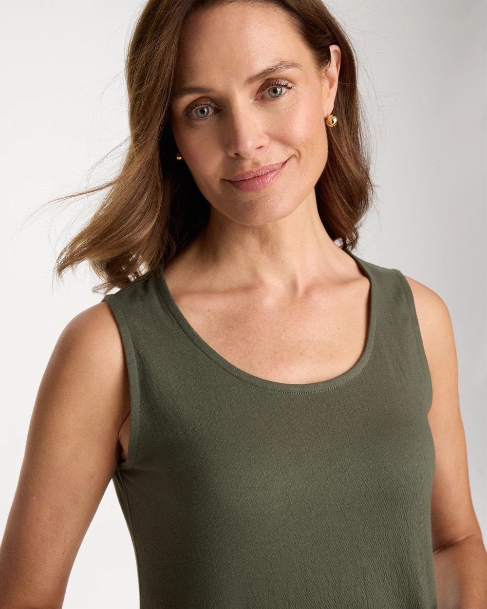 Chico's Special Offer - Knit Gauze Tank Kelp Forest