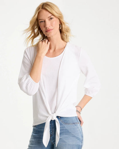 Chico's Discount - Knit Gauze Tie-Front Cardigan Alabaster