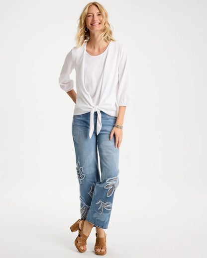 Chico's Discount - Knit Gauze Tie-Front Cardigan Alabaster