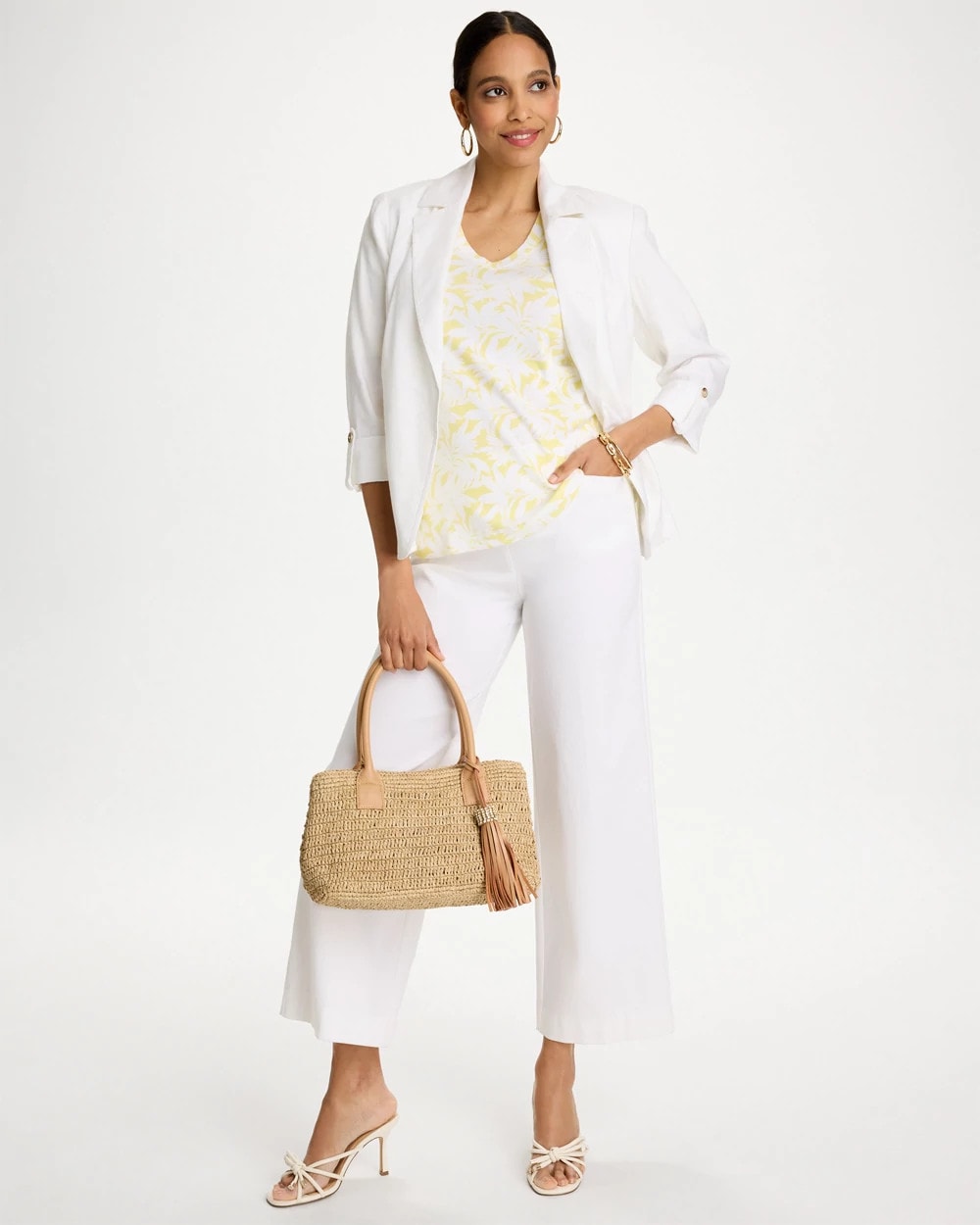 Chico's Sale - Printed Pima Elbow-Sleeve Tee Sage Lime