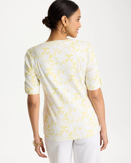 Chico's Sale - Printed Pima Elbow-Sleeve Tee Sage Lime