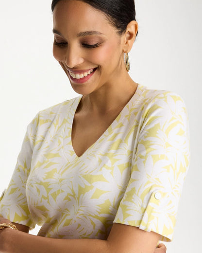 Chico's Sale - Printed Pima Elbow-Sleeve Tee Sage Lime