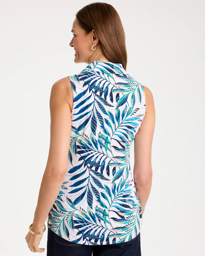 Chico's Quality - Palm Collared Tunic Tank Passport Blue