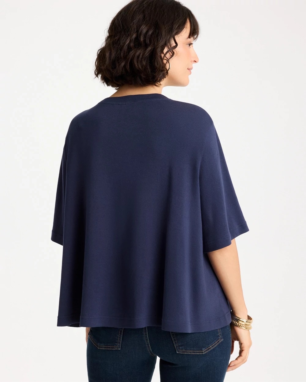 Chico's Customer Favorite - Caviar Beaded Cotton Tee Passport Blue