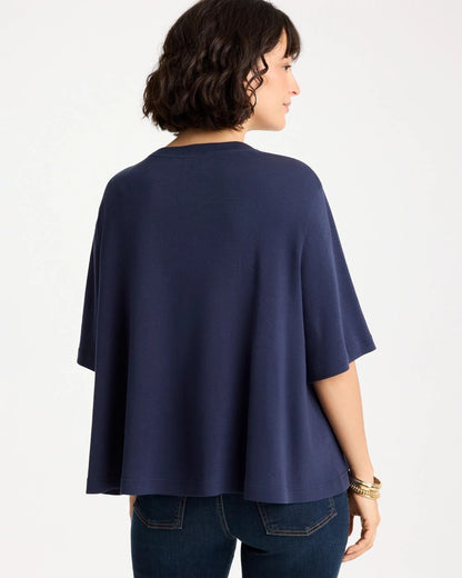 Chico's Customer Favorite - Caviar Beaded Cotton Tee Passport Blue