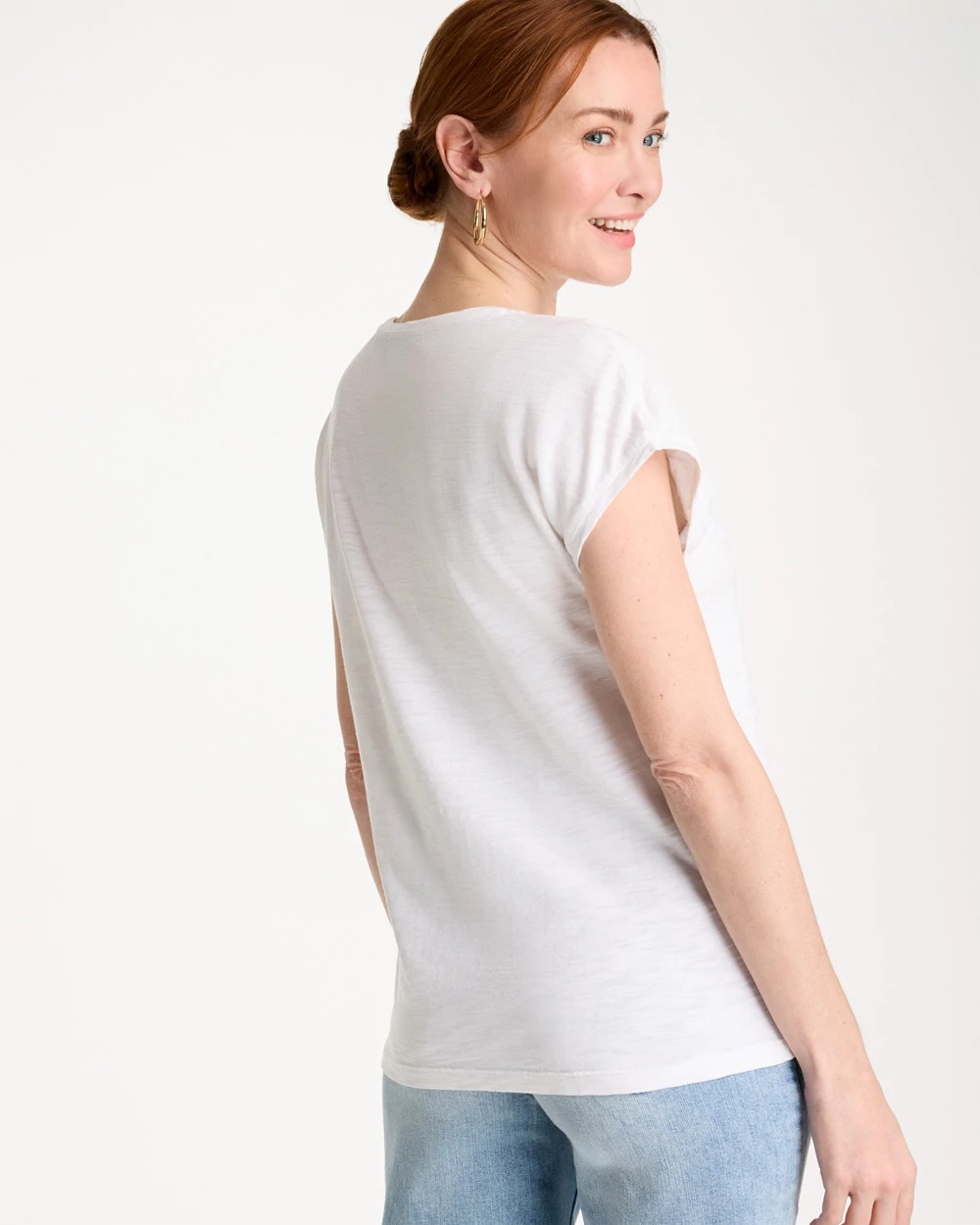 Chico's Exclusive - Cotton Slub Embroidered Wedge Tee Alabaster