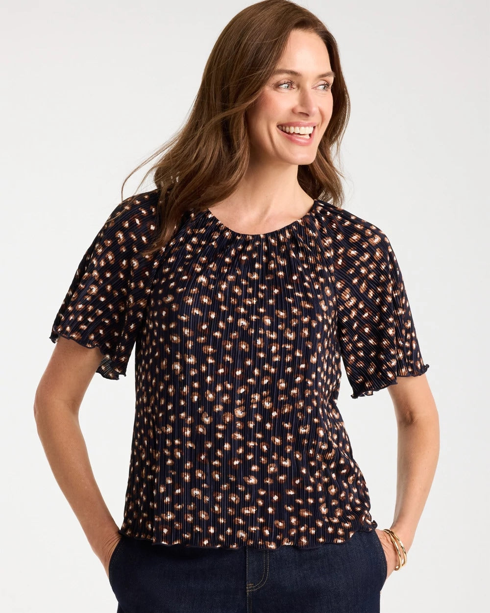 Chico's Recommended - Spotted Bodre Tee Passport Blue