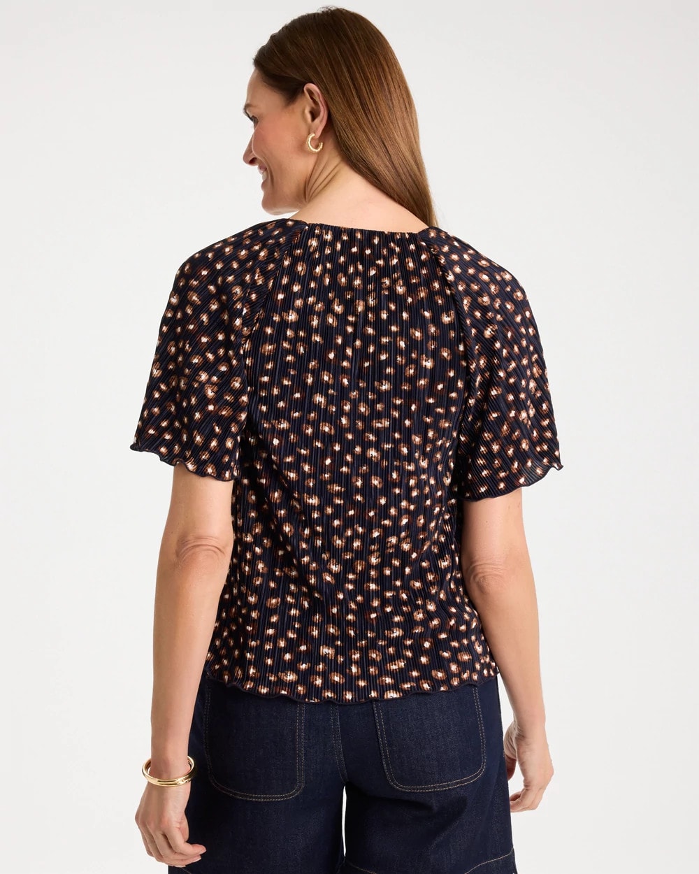 Chico's Recommended - Spotted Bodre Tee Passport Blue