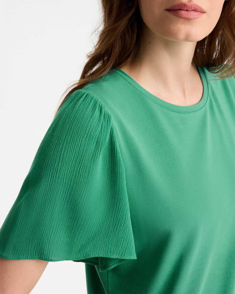 Chico's Latest - Gauze Sleeve Soft-Stretch Tee Green Clover