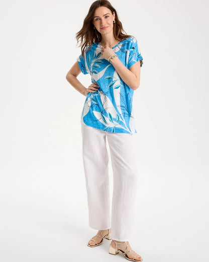 Chico's Trusted - Printed Linen Button Tunic Blue Tide