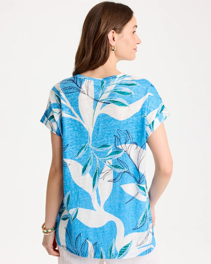 Chico's Trusted - Printed Linen Button Tunic Blue Tide