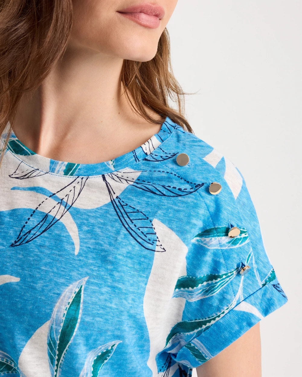 Chico's Trusted - Printed Linen Button Tunic Blue Tide