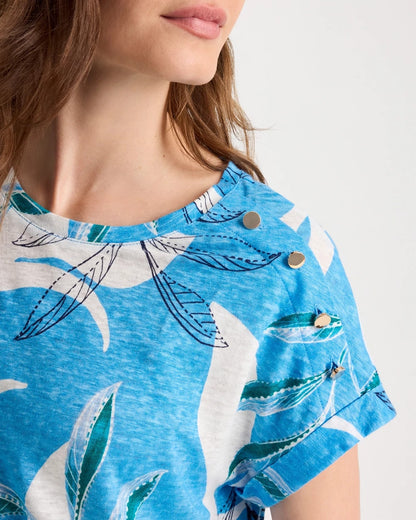 Chico's Trusted - Printed Linen Button Tunic Blue Tide