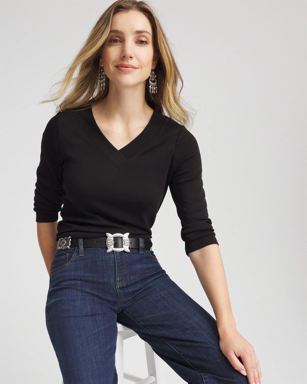 Chico's Everyday - Pima Cotton 3/4 Sleeve Tee Black