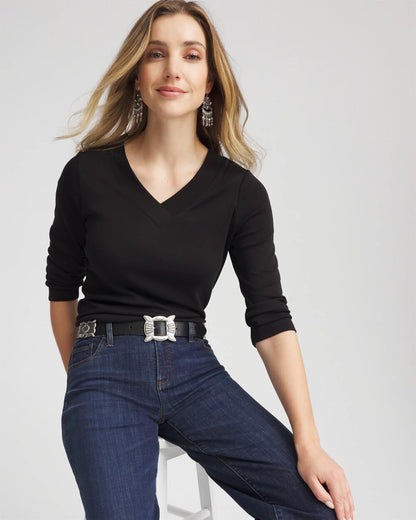 Chico's Everyday - Pima Cotton 3/4 Sleeve Tee Black