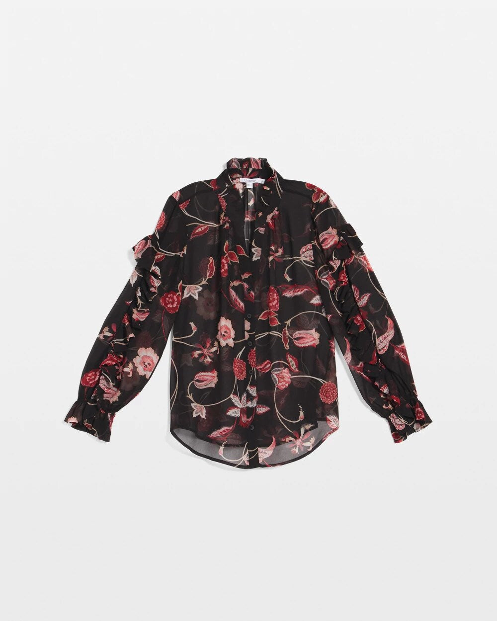 Chico's Premium - Georgette Celtic Blooms Blouse Black