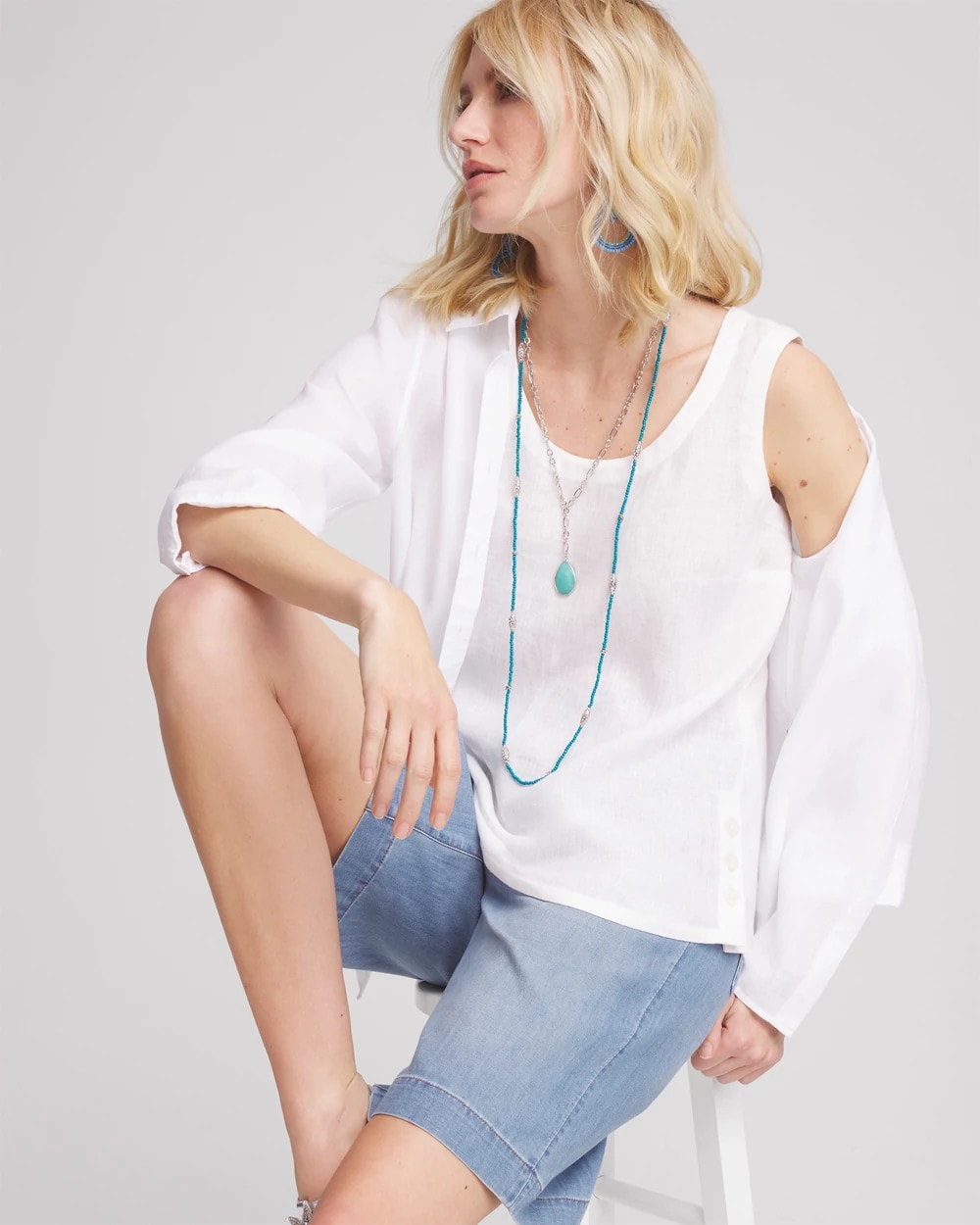 Chico's Quality - Sleeveless Linen Tank Top Alabaster