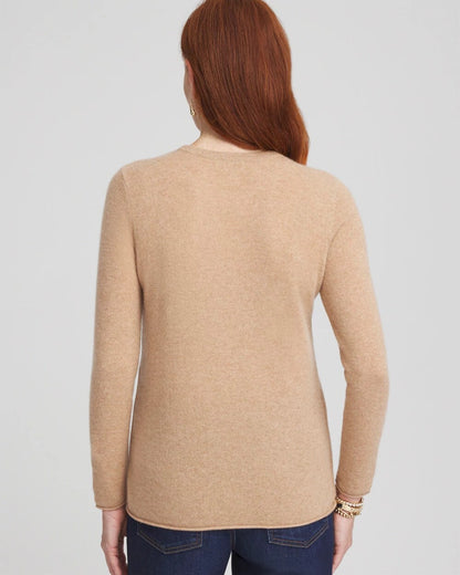 Chico's Top Pick - Cashmere Crewneck Sweater Camel