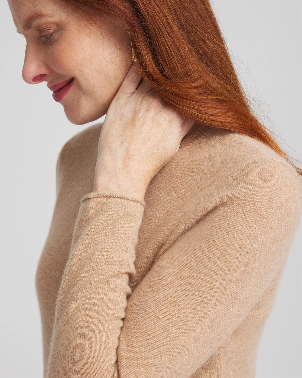 Chico's Top Pick - Cashmere Crewneck Sweater Camel