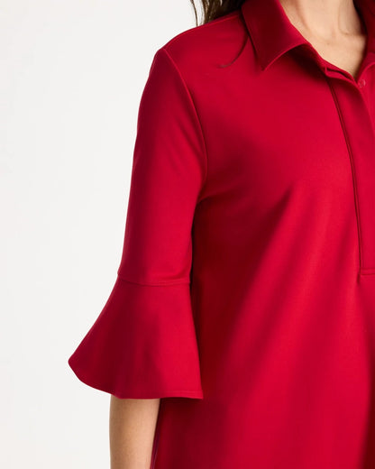 Chico's Customer Favorite - Ponte Knit Flounce Sleeve Dress Cherry Lush