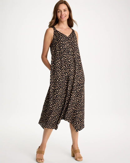 Chico's Everyday - Rayon-Silk Asymmetrical Hem Dress Black