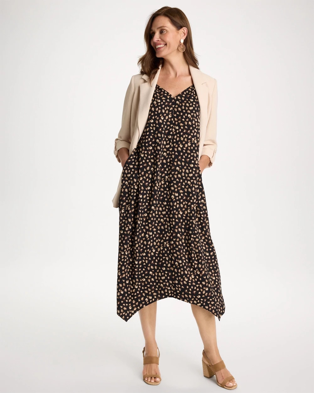 Chico's Everyday - Rayon-Silk Asymmetrical Hem Dress Black