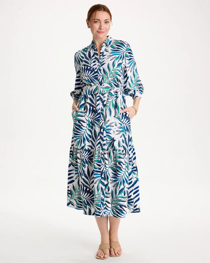 Chico's Best Price - Palm Cotton-Rayon Slub Shirtdress Passport Blue