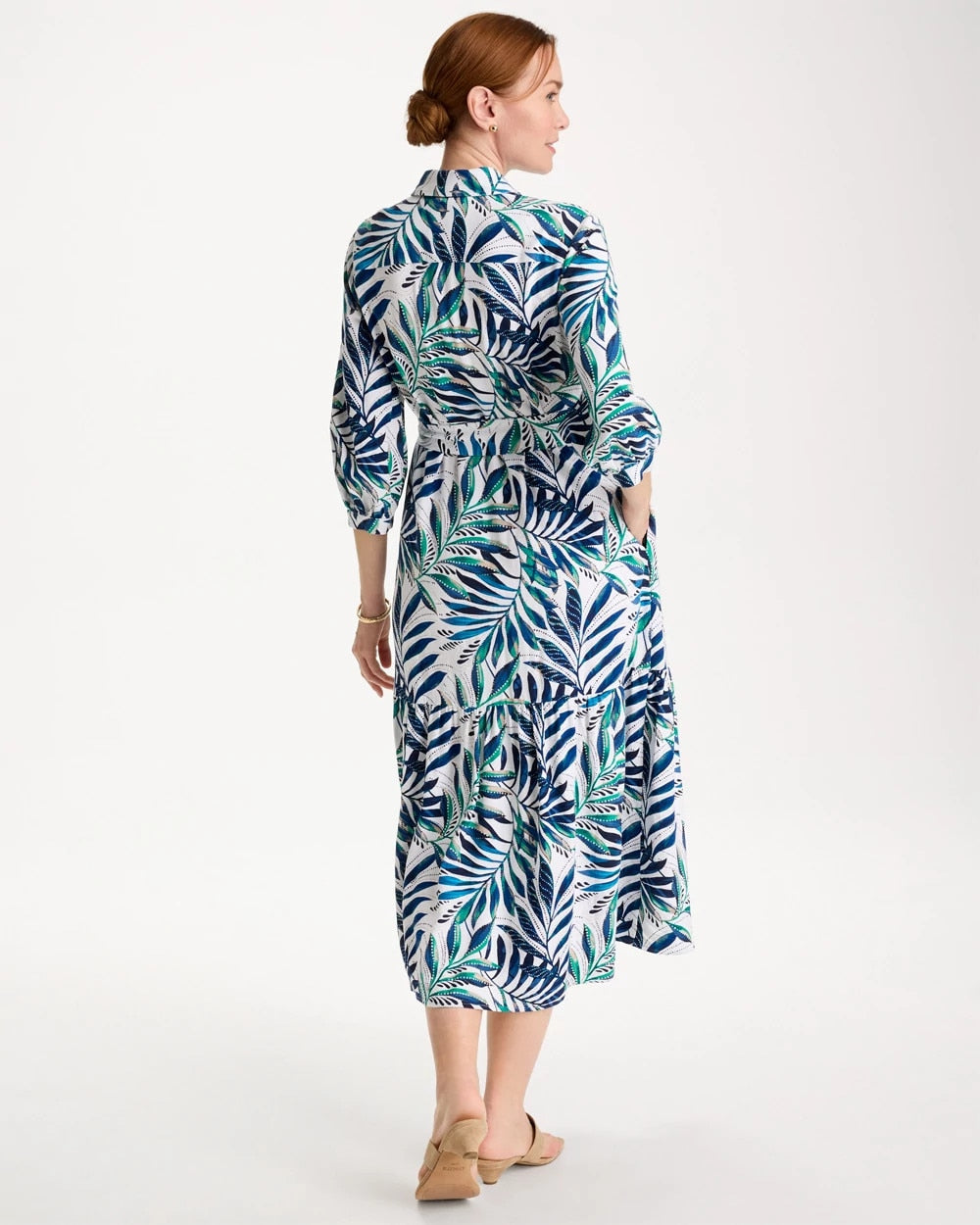 Chico's Best Price - Palm Cotton-Rayon Slub Shirtdress Passport Blue
