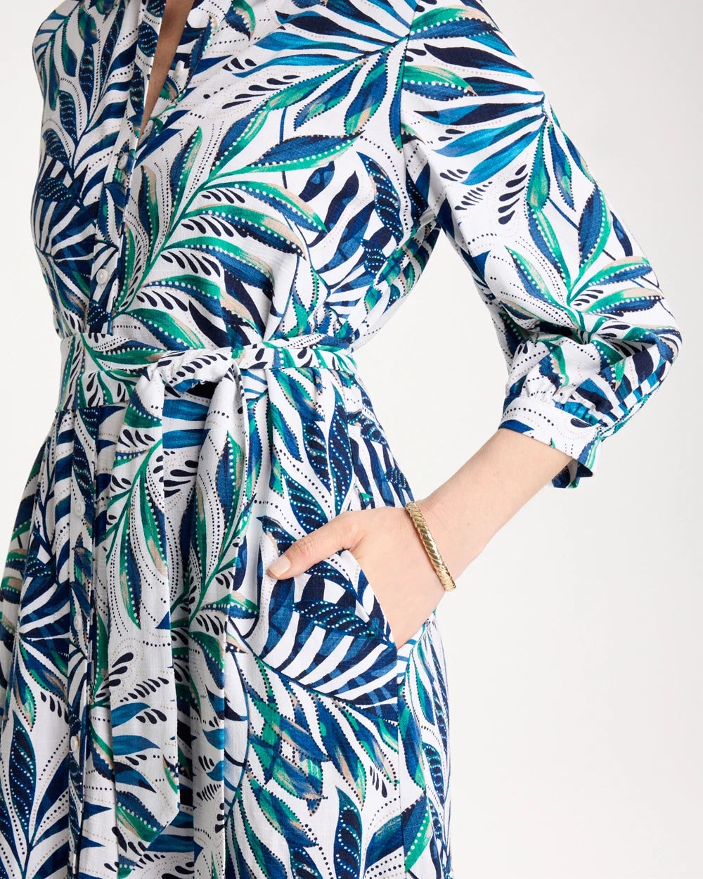Chico's Best Price - Palm Cotton-Rayon Slub Shirtdress Passport Blue