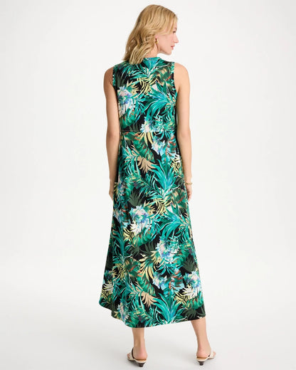 Chico's Hot Sale - Palm Printed Knit Maxi Dress Topanga Green