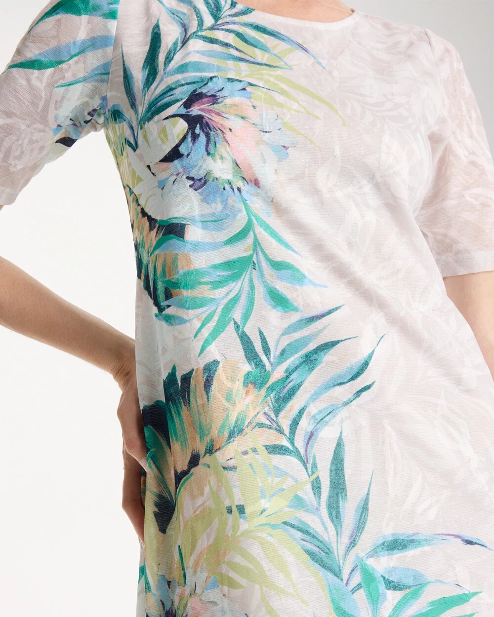 Chico's Customer Favorite - Jersey Knit Tropical Maxi Dress Alabaster