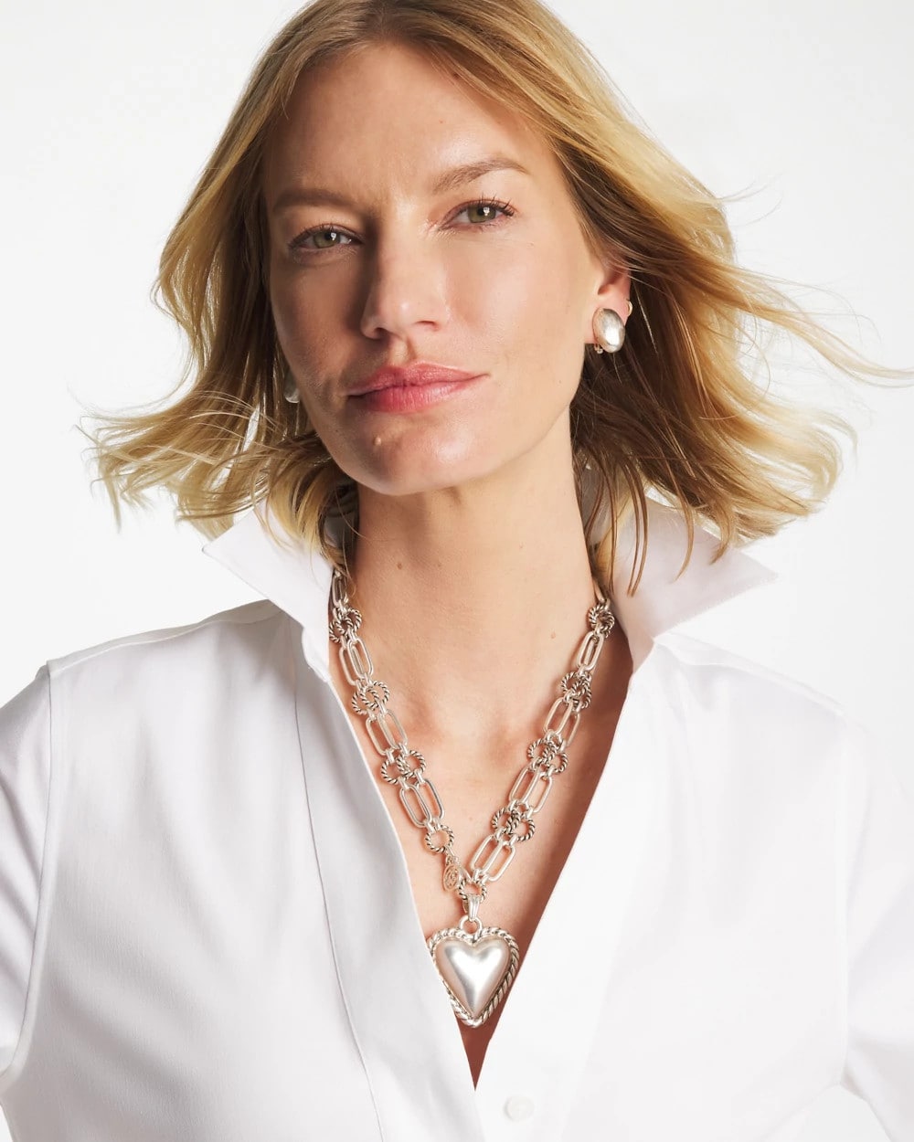Chico's Best Price - Heart Twice As Nice Pendant Necklace Silver