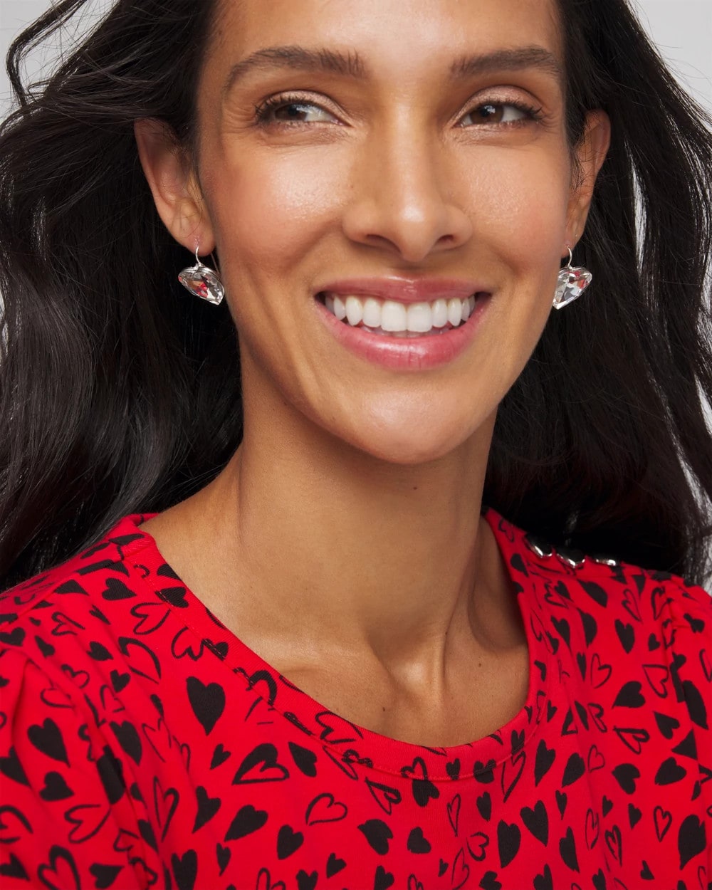 Chico's Sale - Crystal Heart Gem Drop Earrings Neutral