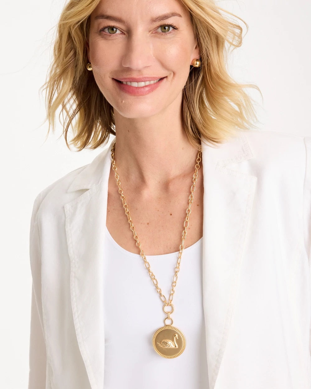Chico's Hot Sale - Reversible Swan Pendant Necklace Gold