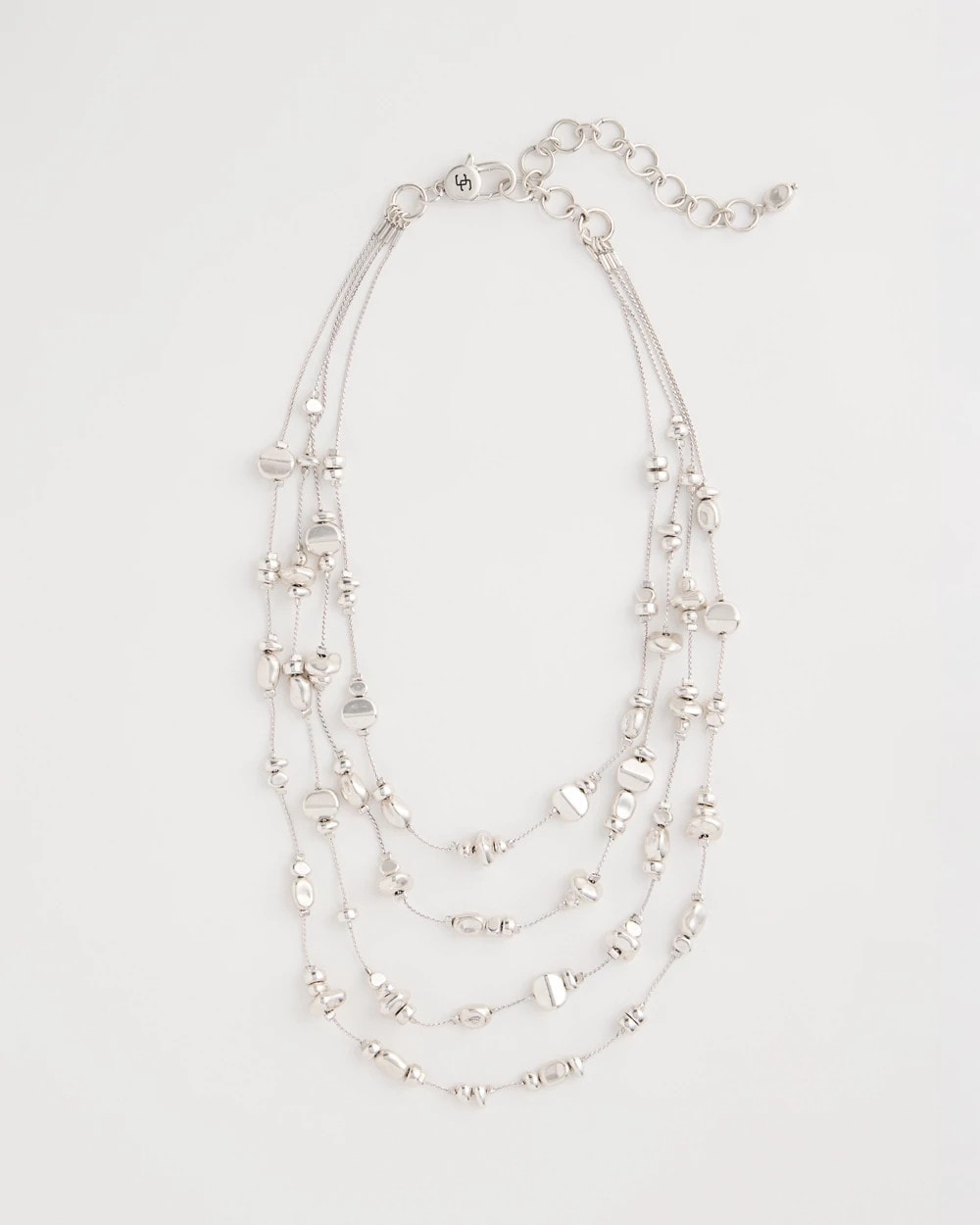 Chico's Great Value - Silvertone Nugget Illusion Necklace Silver