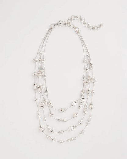 Chico's Great Value - Silvertone Nugget Illusion Necklace Silver